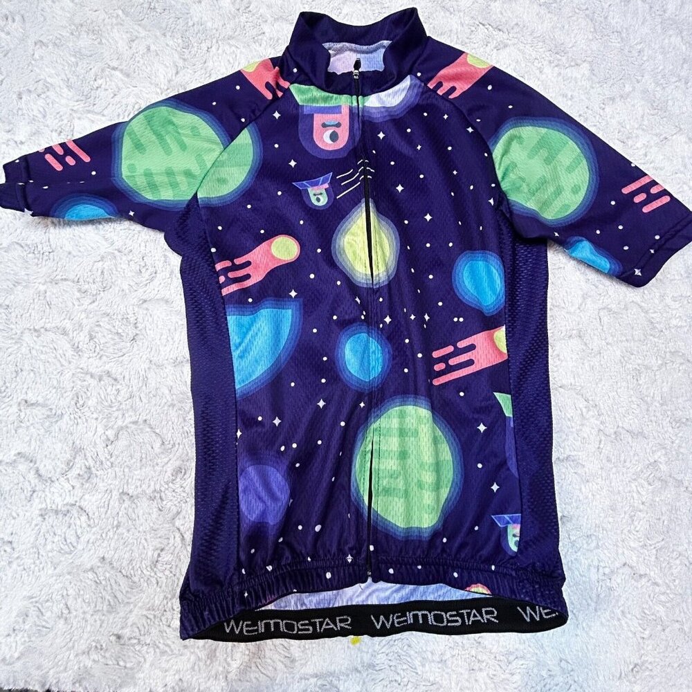 Weimostar Kids Bike Cycling Jersey Space Cartoon Top Blue Size 3XL Short Sleeve